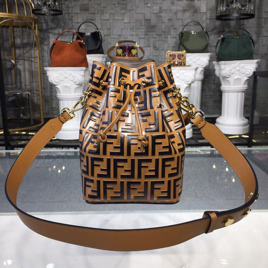 FI Mon Tresor Bucket Bag Brown For Women, Bags, Shoulder And Crossbody Bags 9in/23cm FF 8BT298