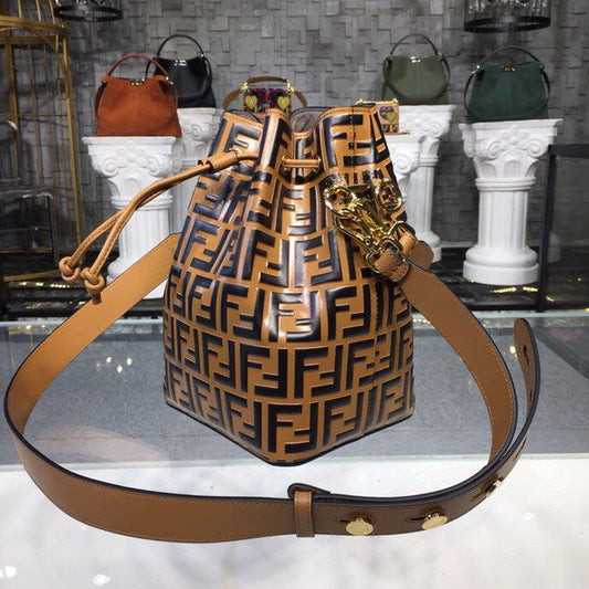 FI Mon Tresor Bucket Bag Brown For Women, Bags, Shoulder And Crossbody Bags 9in/23cm FF 8BT298