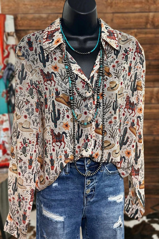 Cactus Western Print Shirt