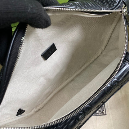 gg Embossed Belt Bag Black gg Embossed For Men  11in/28cm gg 645093 1W3CN 1000