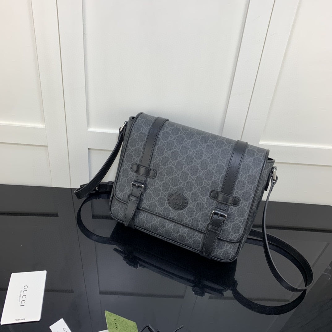 gg Messenger Bag Black For Men 11in/28cm gg ‎658542 KGDHN 1000