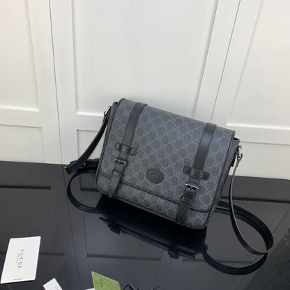 gg Messenger Bag Black For Men 11in/28cm gg ‎658542 KGDHN 1000