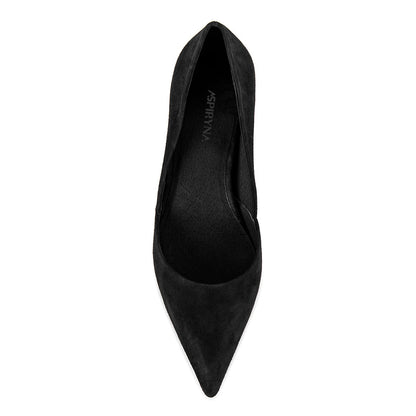 Faux Suede Closed Toe Stiletto Heel Cut Out Black Pumps for Women