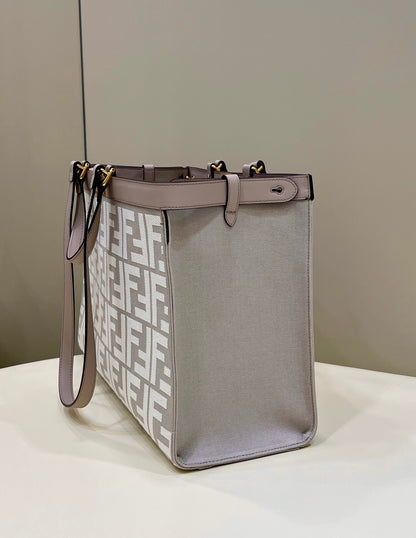 FI X-Tote White canvas FF bag For Woman 41cm/16in 8BH374AKKYF1HZ1