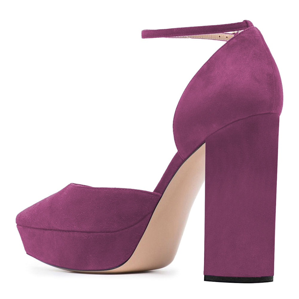 Elegant Purple Vegan Suede Pointed Toe Pumps Heels for Women