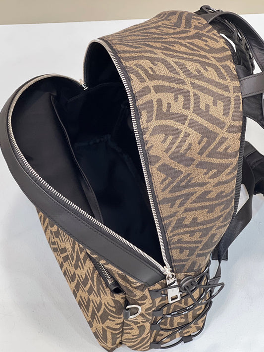 FI Backpack In Brown FF Vertigo Fabric Bag For Woman 30cm/12in