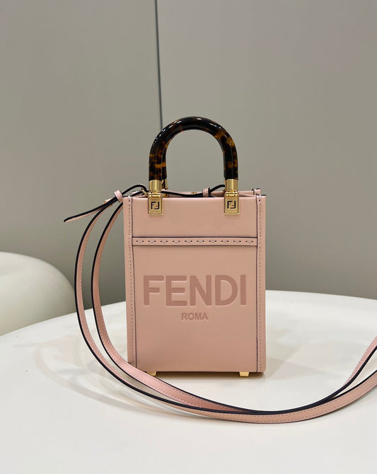 FI Mini Sunshine Shopper Pink For Women, Handbags, Shoulder And Crossbody bags 7.1in/18cm FF 8BS051