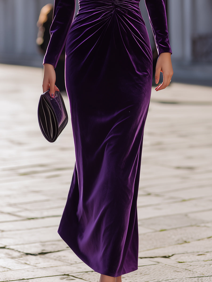 Glamorous Purple Velvet Maxi Dress