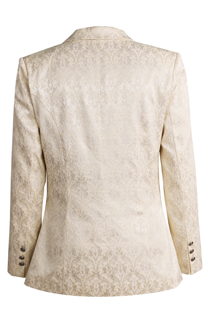 Beige Jacquard Single-Breasted Blazer