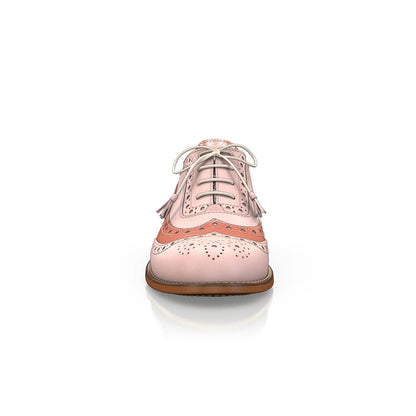 FSJ Blush Round Toe Block Heel Lace Up Oxford Shoes