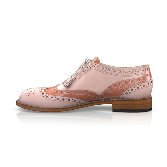 FSJ Blush Round Toe Block Heel Lace Up Oxford Shoes