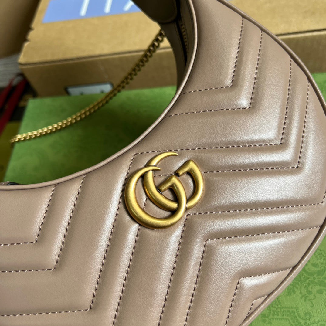gg Marmont Half Moon Shaped Mini Bag Beige For Women, Women&#8217;s Bags 8.5in/22cm gg