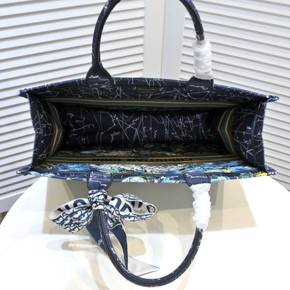 Dior Medium Book Tote White Multicolor