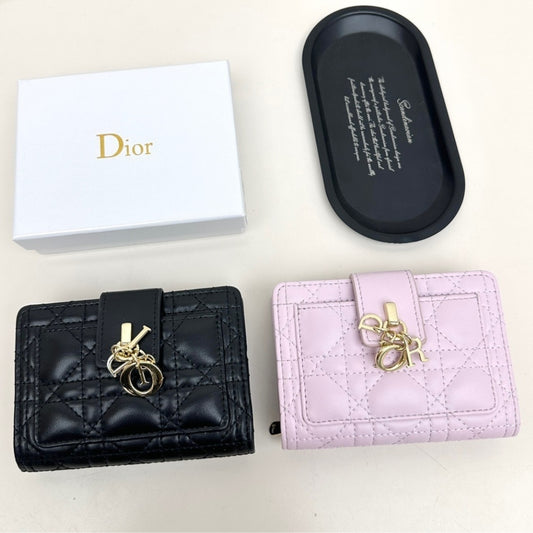 DIOR MY DIOR DITTANY CANNAGE LAMBSKIN WALLET BLACK 13.5CM