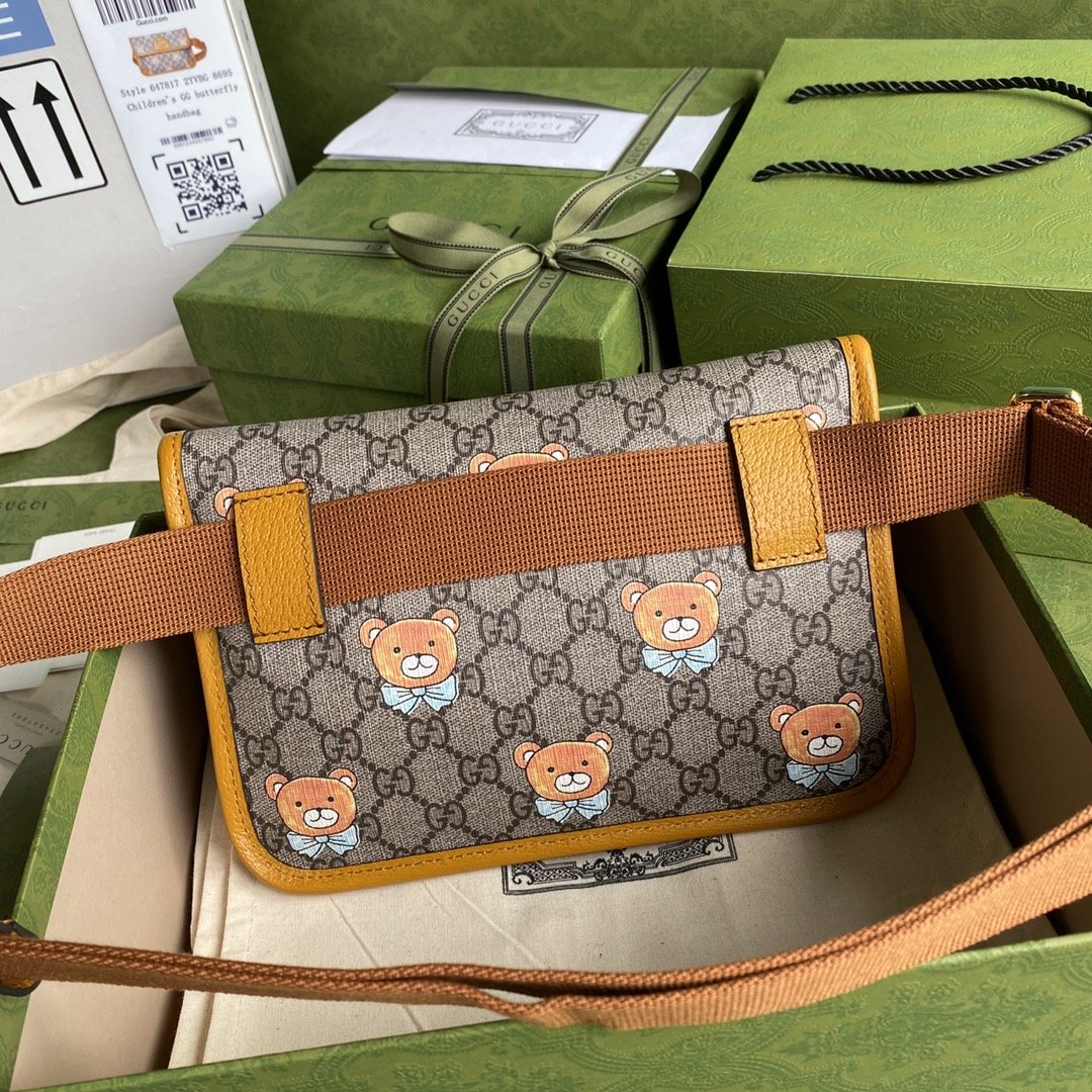 gg Ophidia Belt Bag Beige And Orange gg Supreme Canvas For Women  8.7in/22cm gg  ‎