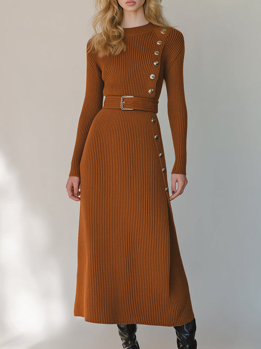 Fashionable Skinny Pumpkin Yellow Knit Maxi Dress