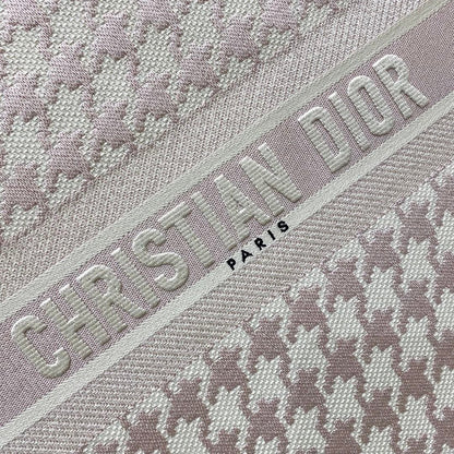 DI Large Book Tote Pale Pink Houndstooth Embroidery, Pink, For Women Women’s Handbags, Shoulder Bags, 42cm CD