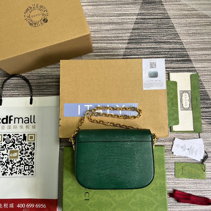 gg Horsebit 1955 Lizard Mini Bag Green For Women, Women&#8217;s Bags 8in/20cm gg‎ ‎675801 LUZ0G 3154