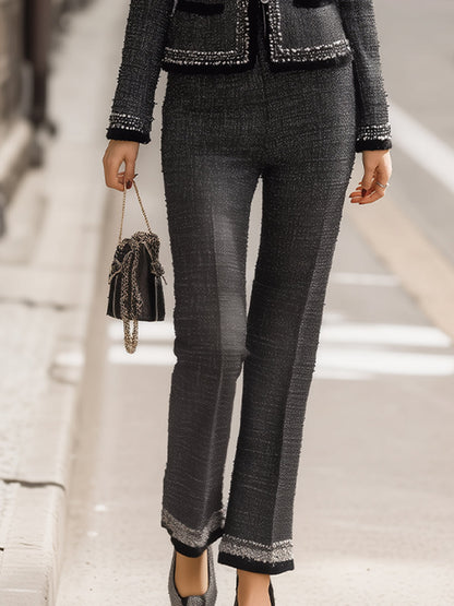 Elegant Tweed Two-Piece Set With Silver Trim