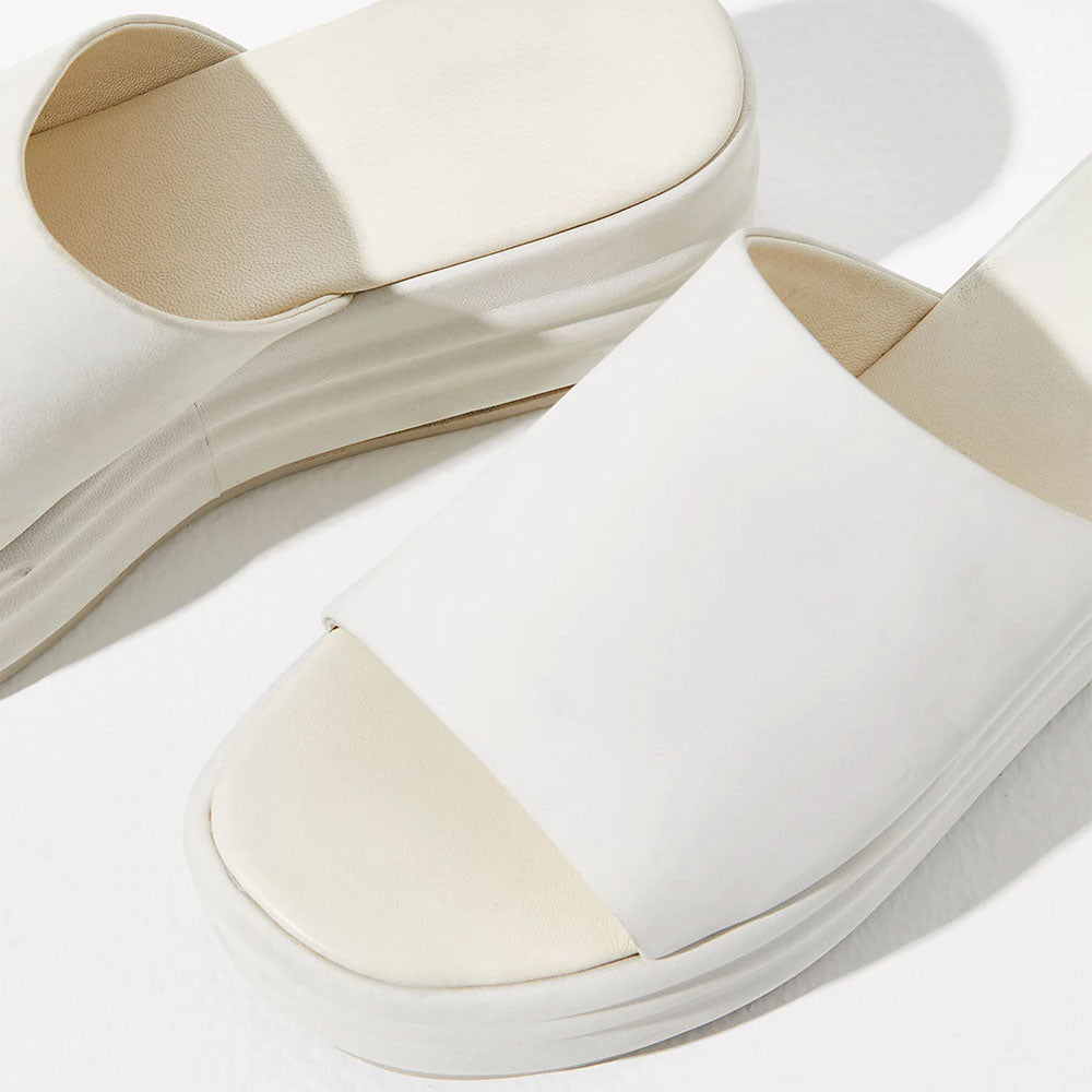 Elegant Open Toe Platform Slip On High Heel White Wedge Sandals