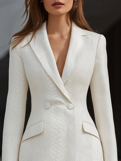 Faux Leather Blazer Dress With Embossed Snakeskin Texture