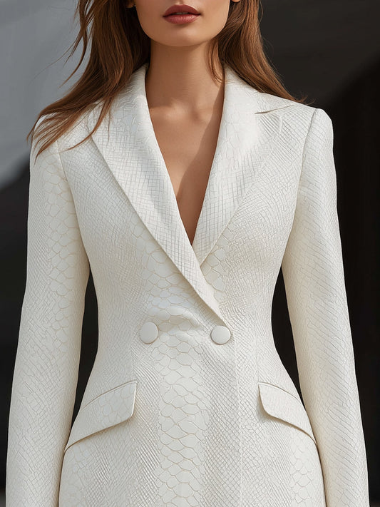 Faux Leather Blazer Dress With Embossed Snakeskin Texture