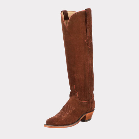 Embroidered Knee-High Block Heel Brown Cowboy Boots for Women