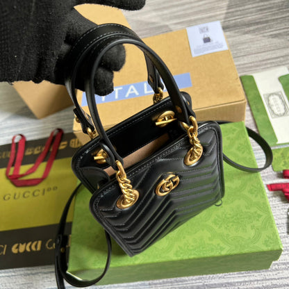 gg Marmont Matelasse Mini Bag Black For Women, Women&#8217;s Bags 7.5in/19cm gg ‎696123 DTDHT 1000