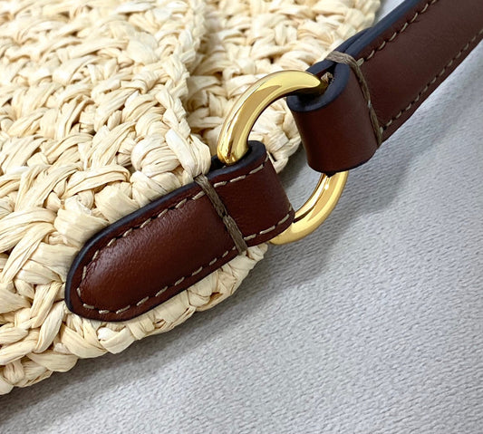 FI Small Croissant Hobo Bag Raffia For Women, Handbags, Shoulder Bags 11.4in/29cm FF 8BR790AFGJF1E1B
