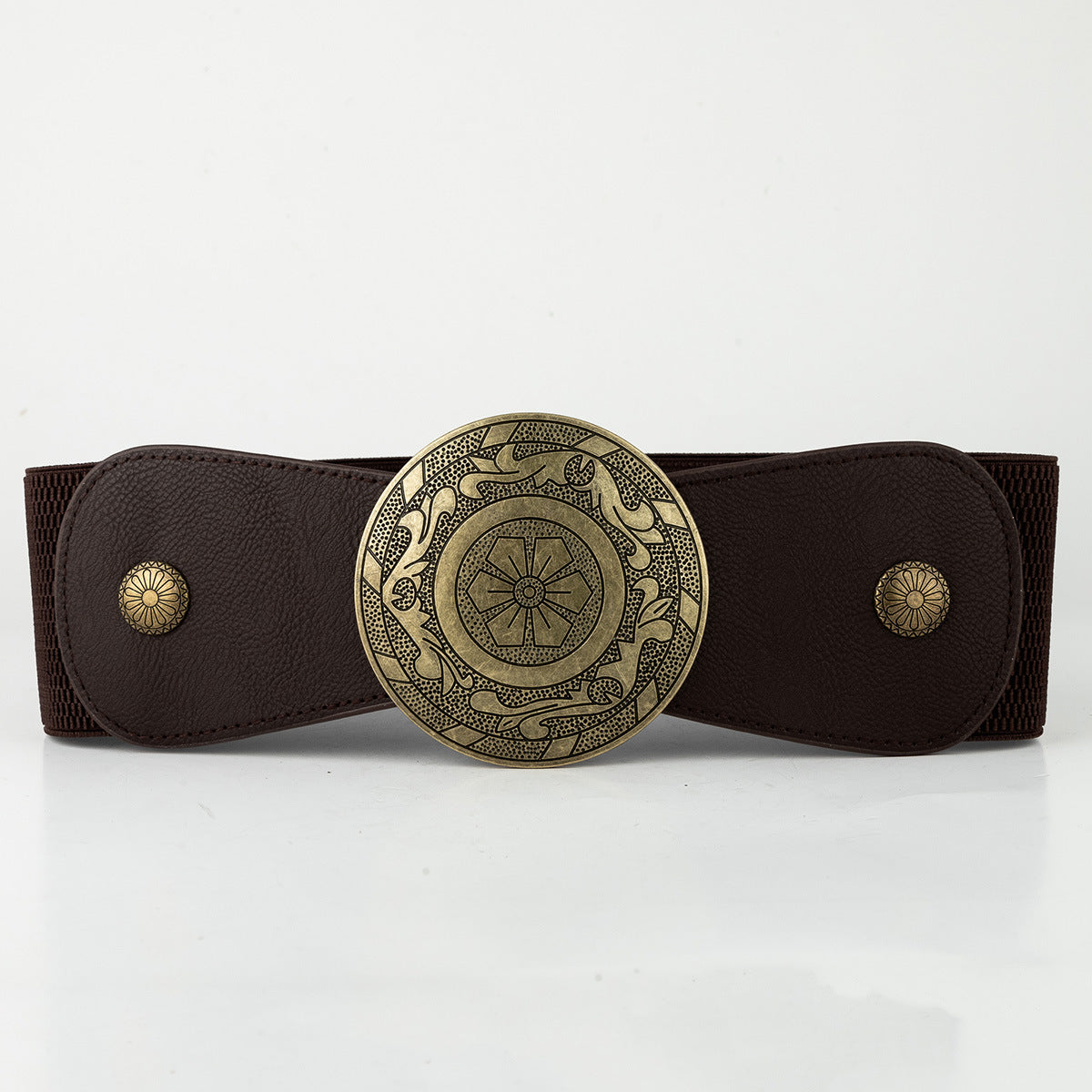 European And American Retro Western Waist Elastic Elastic Waist Belt Female Wide Version Waist Punk Style Metal Carved R