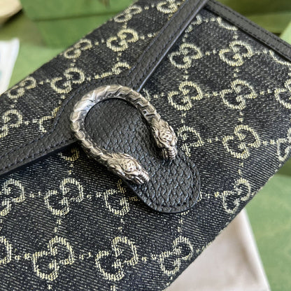 gg Dionysus gg Mini Chain Bag Black And Ivory gg Denim Jacquard For Women 8in/20cm 401231