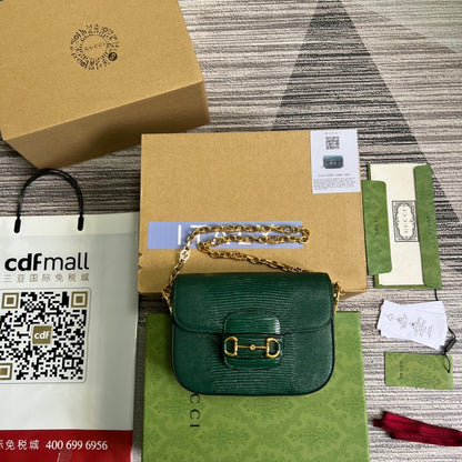 gg Horsebit 1955 Lizard Mini Bag Green For Women, Women&#8217;s Bags 8in/20cm gg‎ ‎675801 LUZ0G 3154