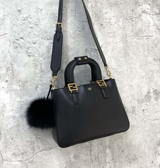 FI Small FF Tote Shoulder Black Bag For Woman 30cm/12in