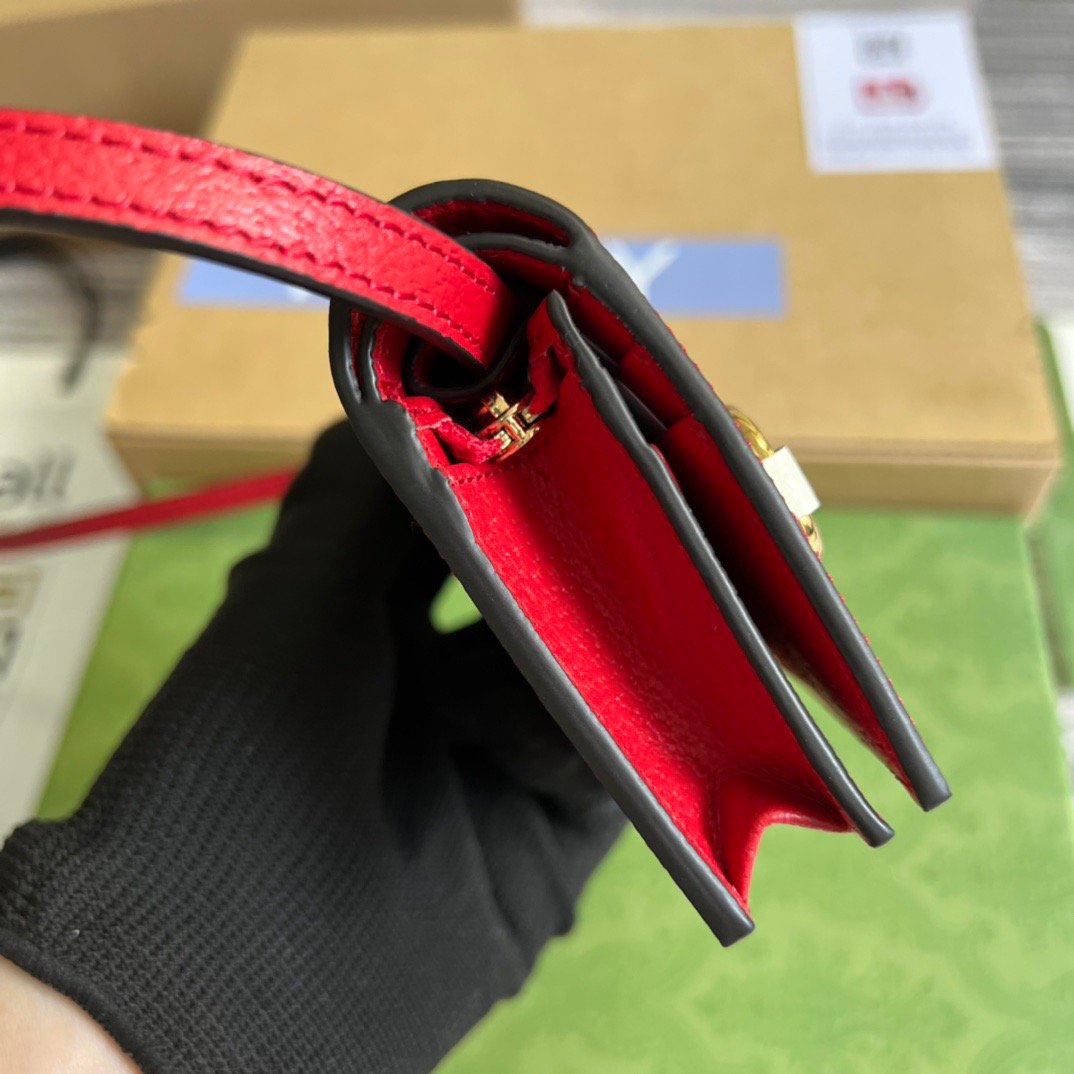 gg x Adidas Card Case With Horsebit Red For Women, Women&#8217;s Bags 4.2in/11cm gg‎