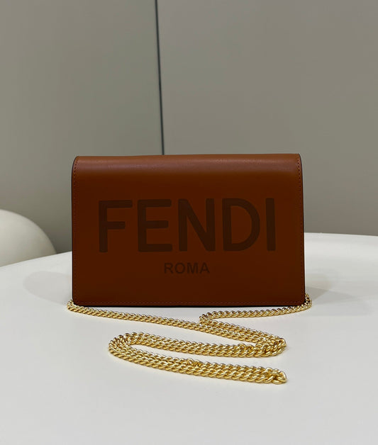 FI Wallet On Chain Mini Brown Bag For Woman 13.5cm/5.5in