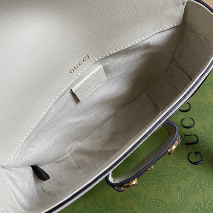 gg Horsebit 1955 gg Mini Bag White For Women, Women&#8217;s Bags 8in/21cm gg