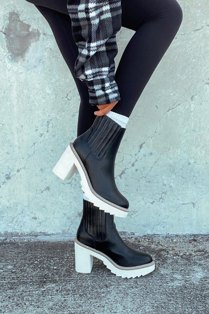 Beau Faux Leather Booties -Black
