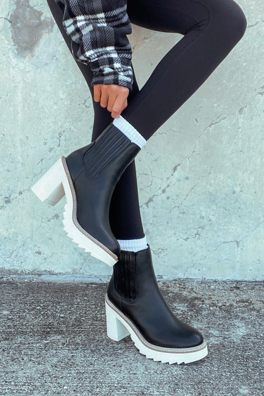 Beau Faux Leather Booties -Black