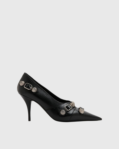 Afra Rivet Embellished Leather Pumps In Black