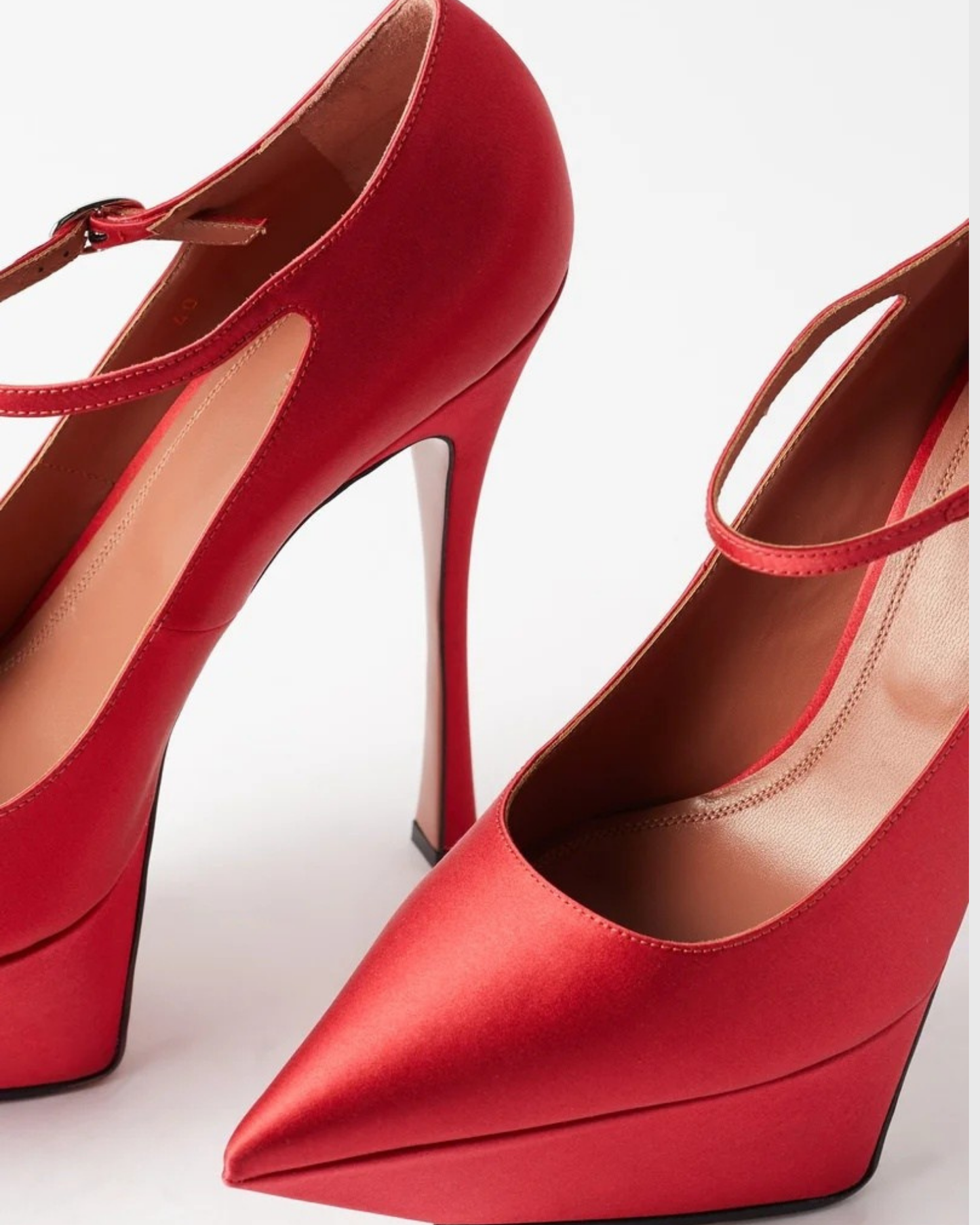 Agata Satin Strap Platform Heels In Red