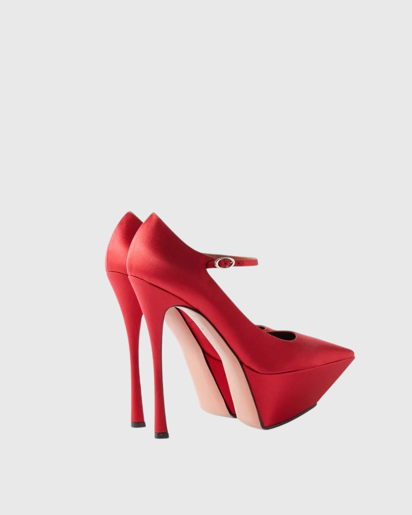 Agata Satin Strap Platform Heels In Red
