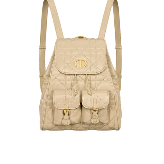 DIOR CARO LAMBSKIN BACKPACK BEIGE 25CM