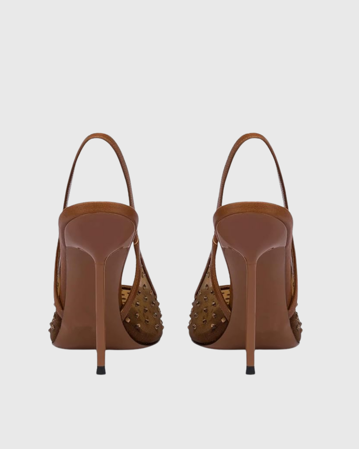 Arlene Rhinestone Slingback Mesh Pumps In Brown