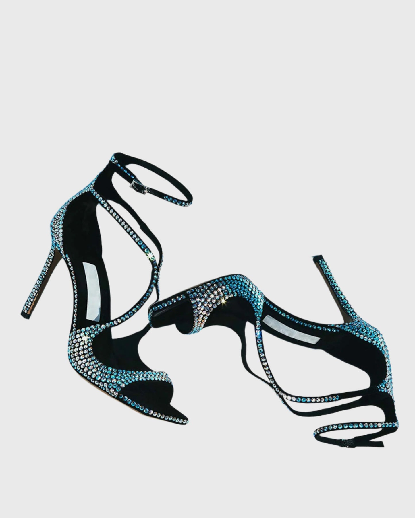 Aryana Rhinestone Strap Sandals In Blue