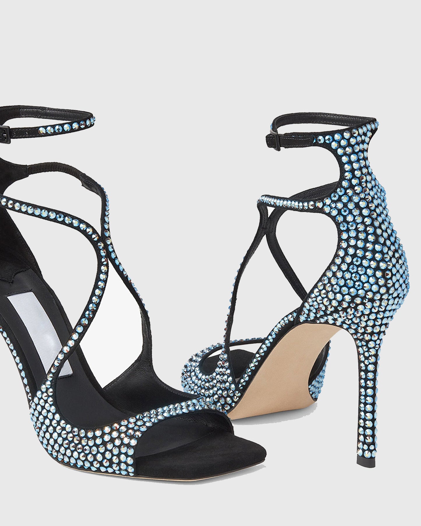 Aryana Rhinestone Strap Sandals In Blue