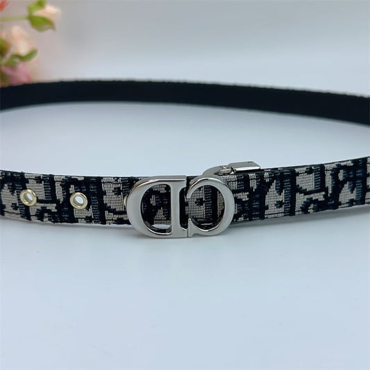 DIOR 30 MONTAIGNE REVERSIBLE BELT BLUE IN SILVER 20MM