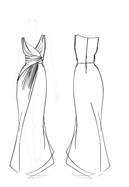 Deep V Formal Dress Green Pleating Maxi Dress Mother of the Bride Dress