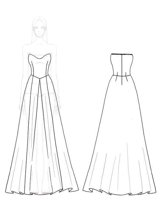 Formal Party Elegant Tri-Color V Neck Ruffle Floor-length Dress