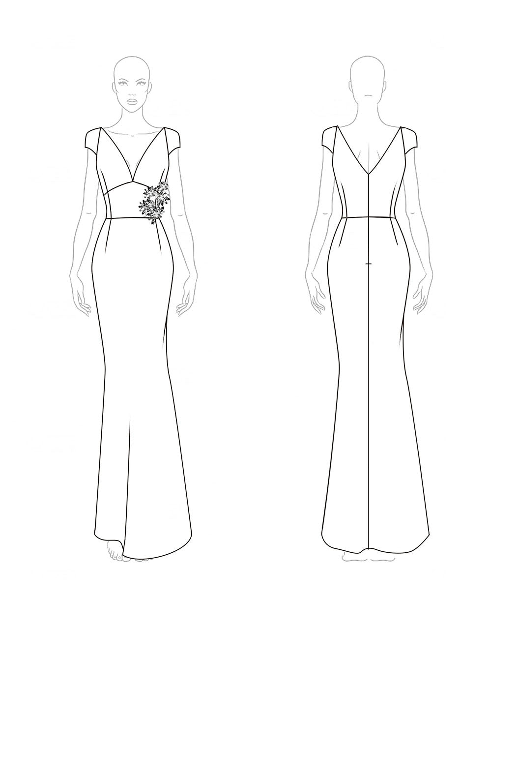 Formal Party Deep V Emerald Green Satin Gold Floral Decoration Maxi Dress Mother of the Bride Dress