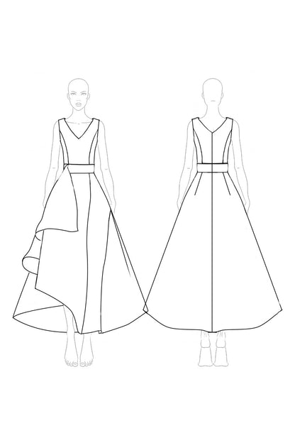 Formal Elegant Asymmetrical Brown Evening Gown Midi Dress
